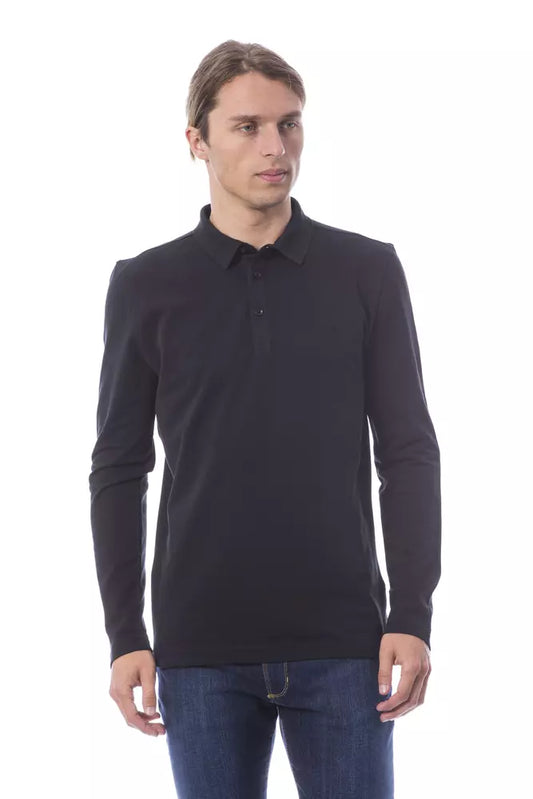 Polo homme à manches longues en coton noir Verri