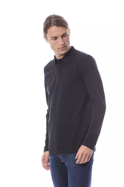 Polo homme à manches longues en coton noir Verri
