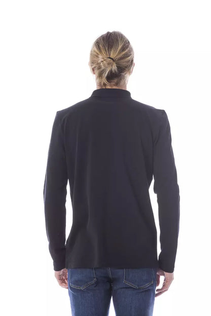 Polo homme à manches longues en coton noir Verri