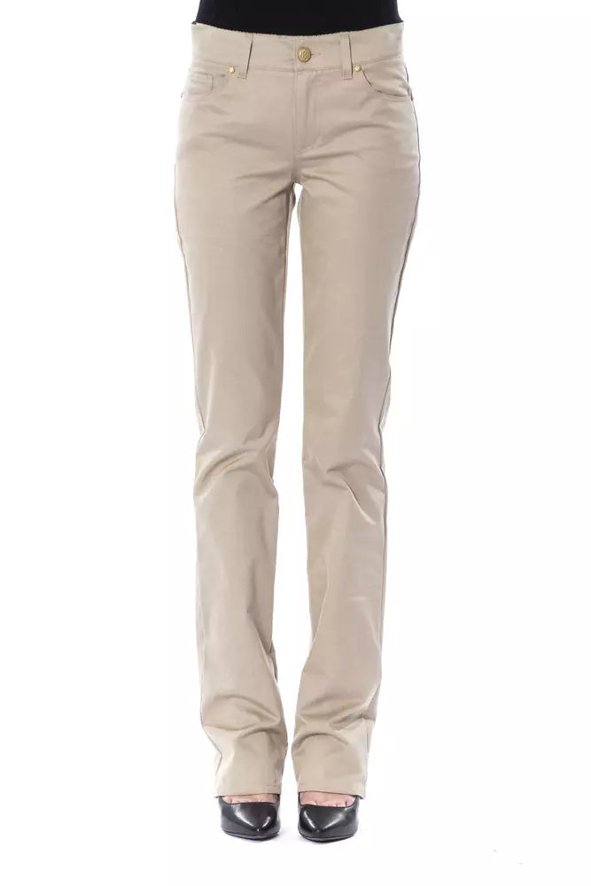 BYBLOS Beige Cotton Women Pant - Élégance et Confort