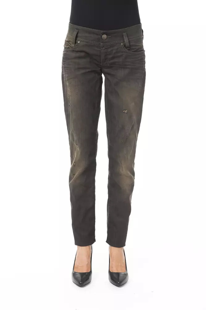 BYBLOS Zwarte katoenen dames jeans, normale pasvorm