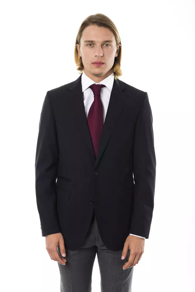 Uominitaliani Black Wool Men's Blazer - Tailored Elegance