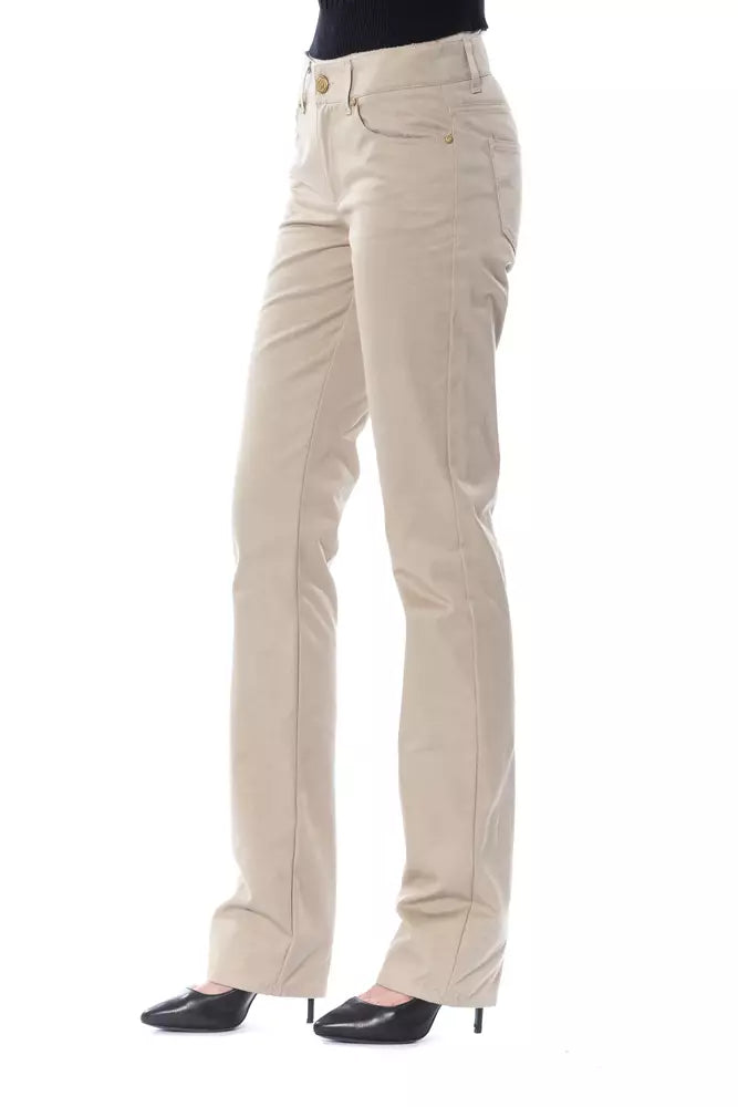 BYBLOS Beige Cotton Women Pant - Élégance et Confort