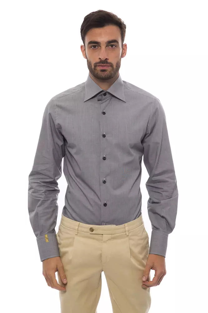 Chemise homme en coton noir, haute couture italienne, Billionaire