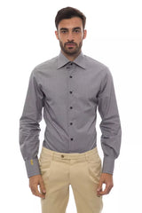 Chemise homme en coton noir, haute couture italienne, Billionaire