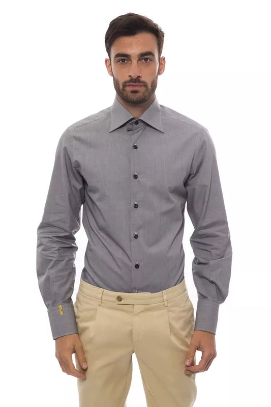 Chemise homme en coton noir, haute couture italienne, Billionaire