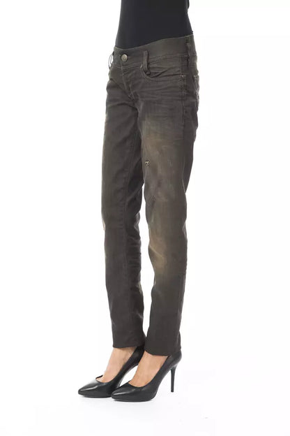 BYBLOS Zwarte katoenen dames jeans, normale pasvorm