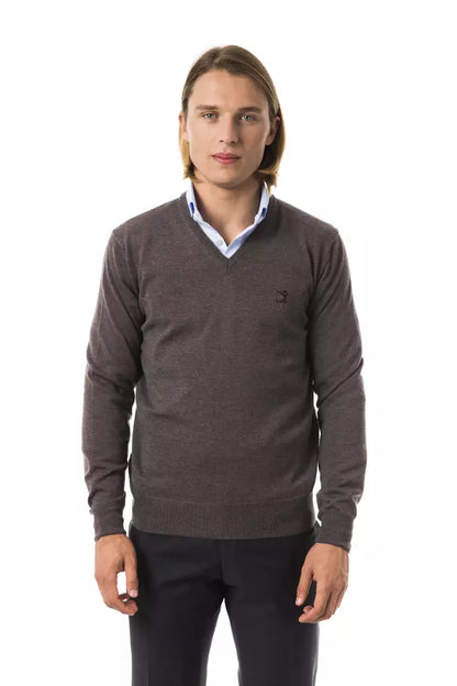 Pull en laine mérinos grise pour homme Uominitaliani