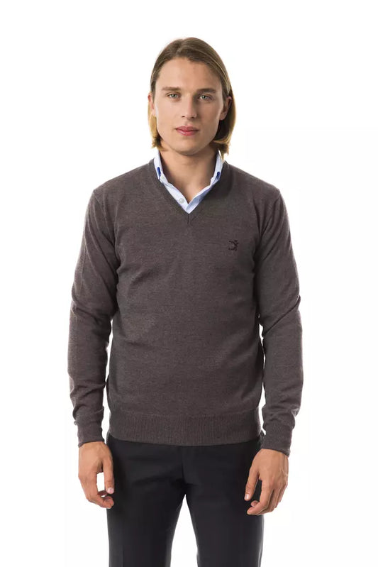 Pull en laine mérinos grise pour homme Uominitaliani