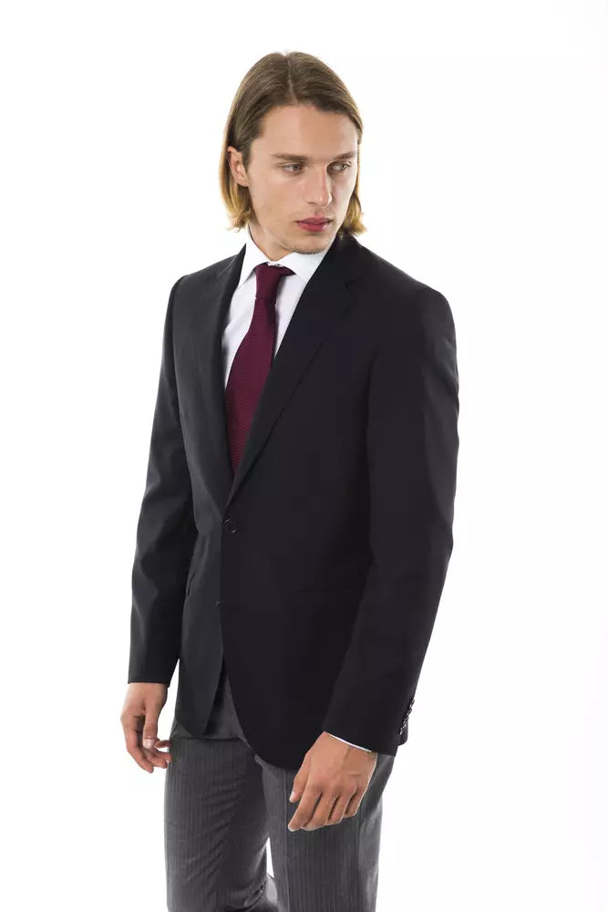Uominitaliani Black Wool Men's Blazer - Tailored Elegance