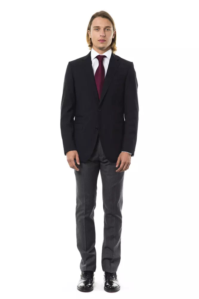 Uominitaliani Black Wool Men's Blazer - Italian Elegance