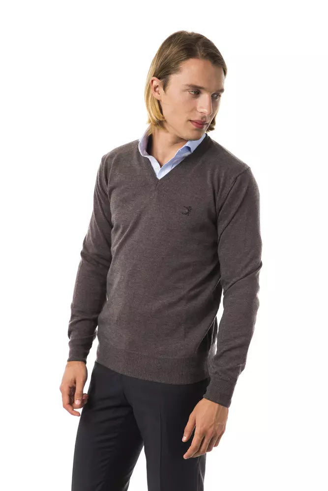 Pull en laine mérinos grise pour homme Uominitaliani