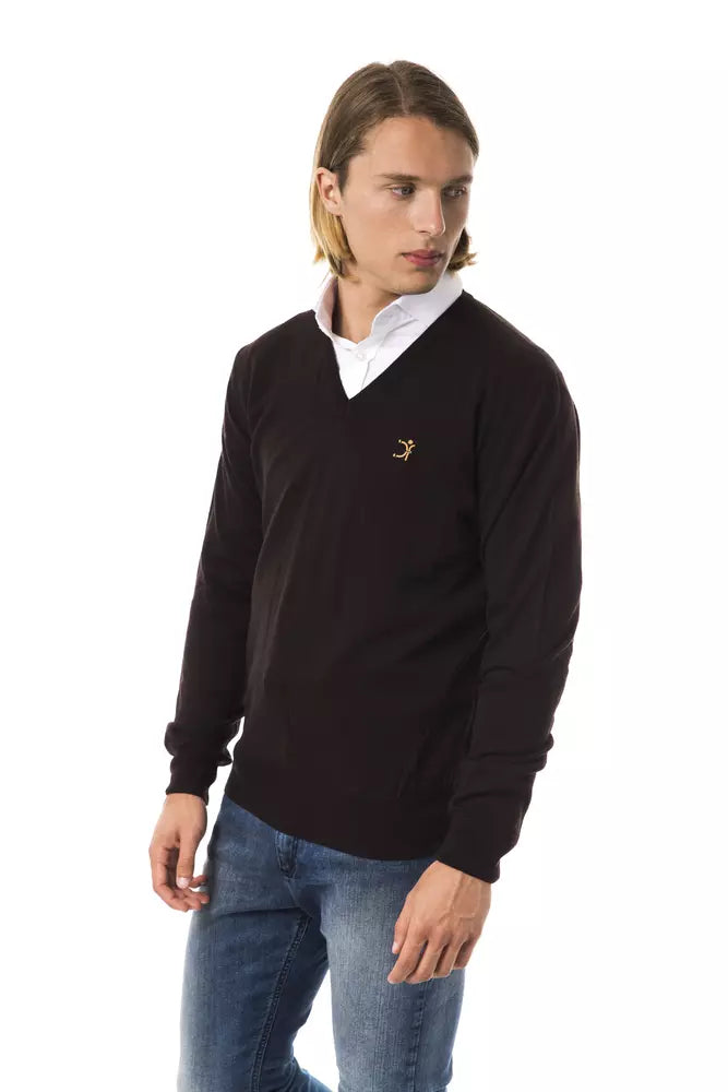 Pull en laine mérinos marron pour homme Uominitaliani