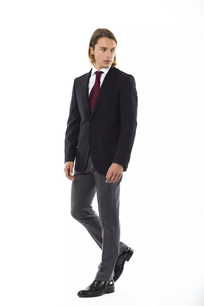Uominitaliani Black Wool Men's Blazer - Italian Elegance