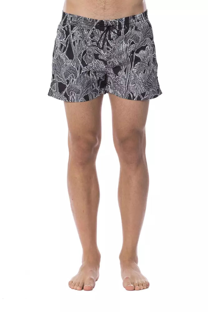 Maillot de bain noir en polyester pour homme, Roberto Cavalli Sport.