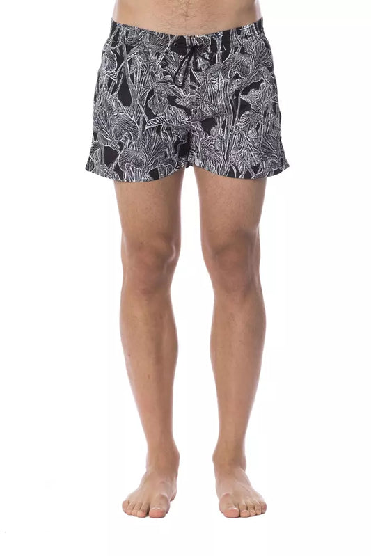 Maillot de bain noir en polyester pour homme, Roberto Cavalli Sport.