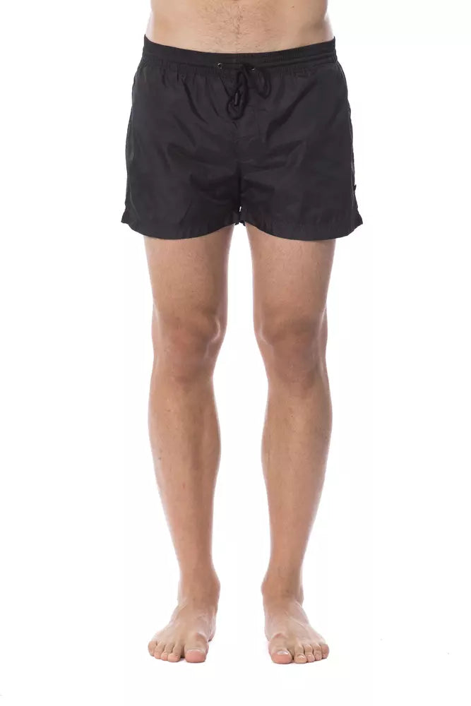 Maillot de bain noir en polyester pour homme, Roberto Cavalli Sport.