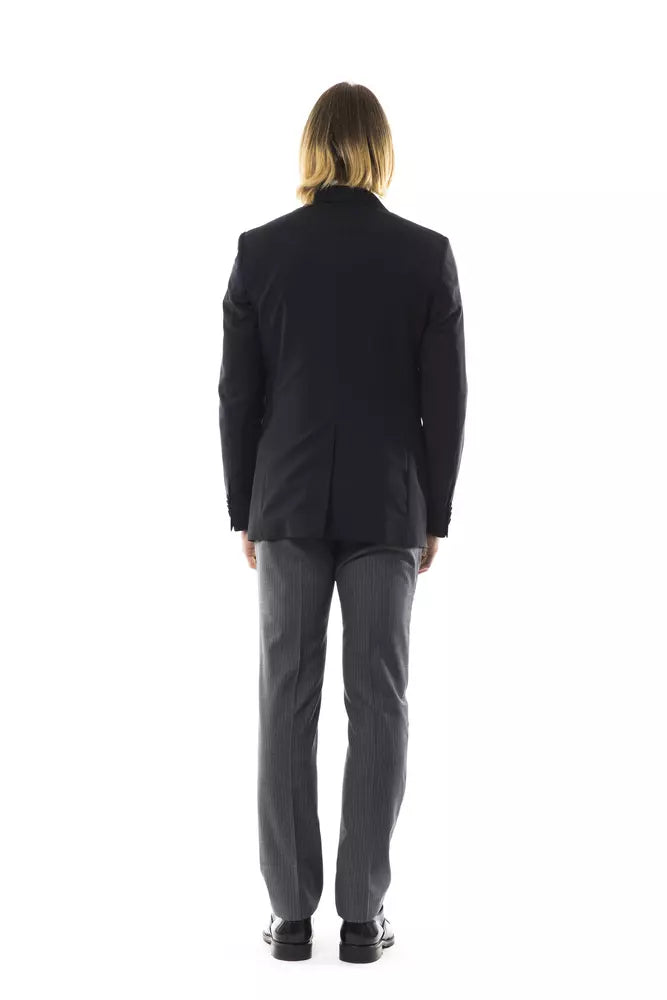 Uominitaliani Black Wool Men's Blazer - Italian Elegance