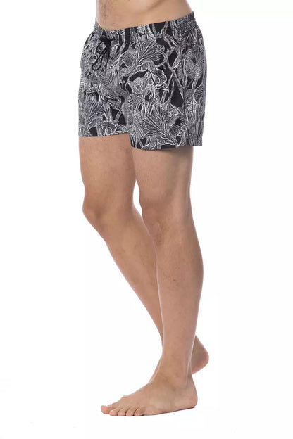 Maillot de bain noir en polyester pour homme, Roberto Cavalli Sport.