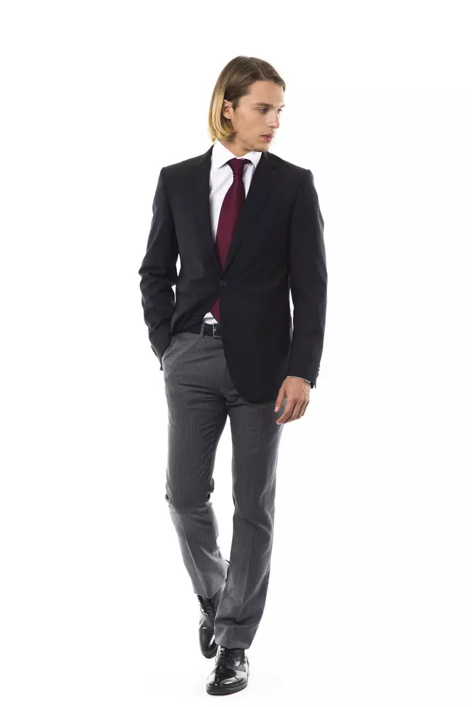 Uominitaliani Black Wool Men's Blazer - Tailored Elegance