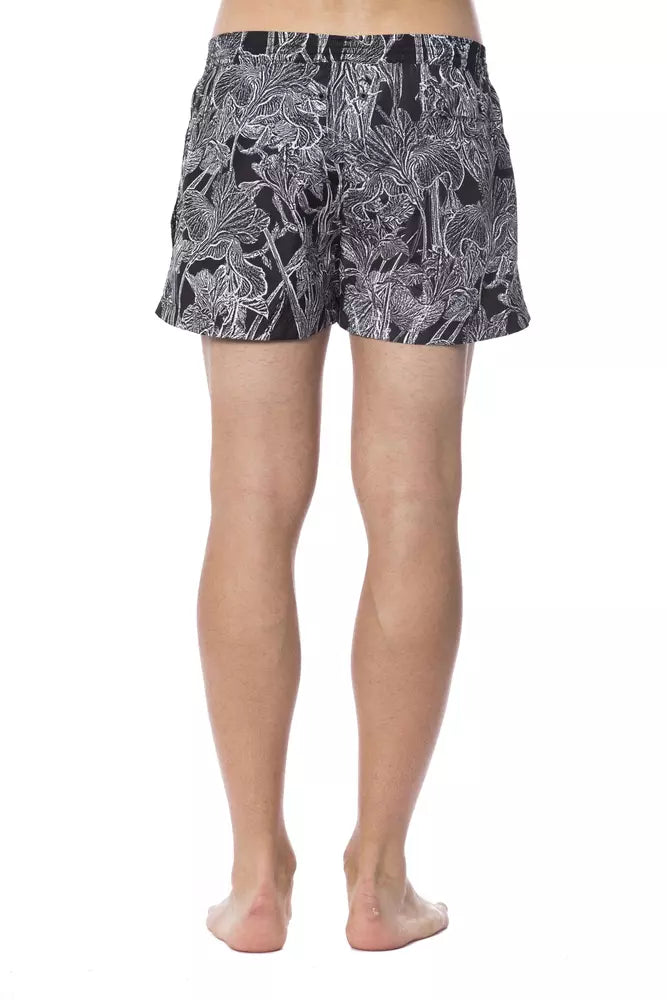Maillot de bain noir en polyester pour homme, Roberto Cavalli Sport.