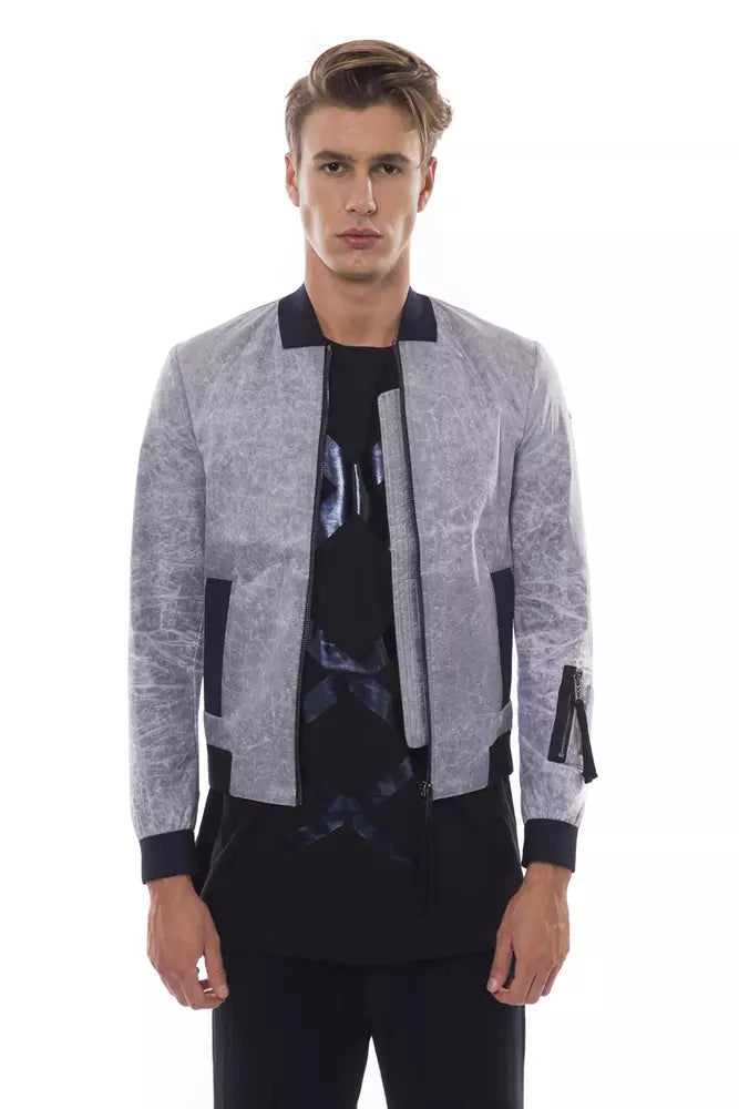 Grijze polyester bomberjas voor heren van Nicolo Tonetto