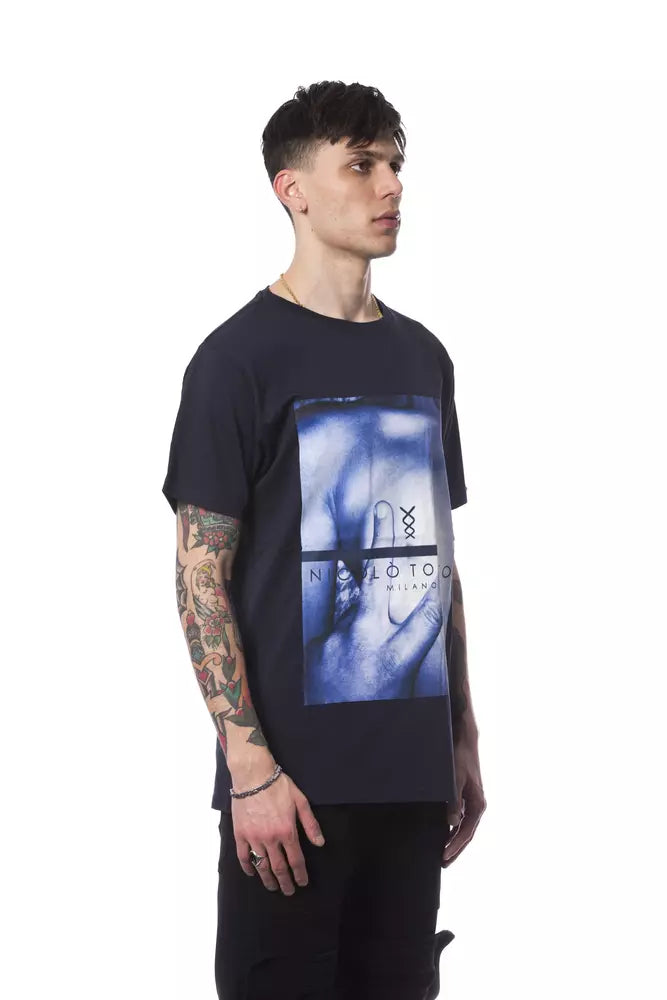 T-shirt homme en coton bleu de Nicolo Tonetto