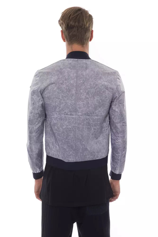 Grijze polyester bomberjas voor heren van Nicolo Tonetto