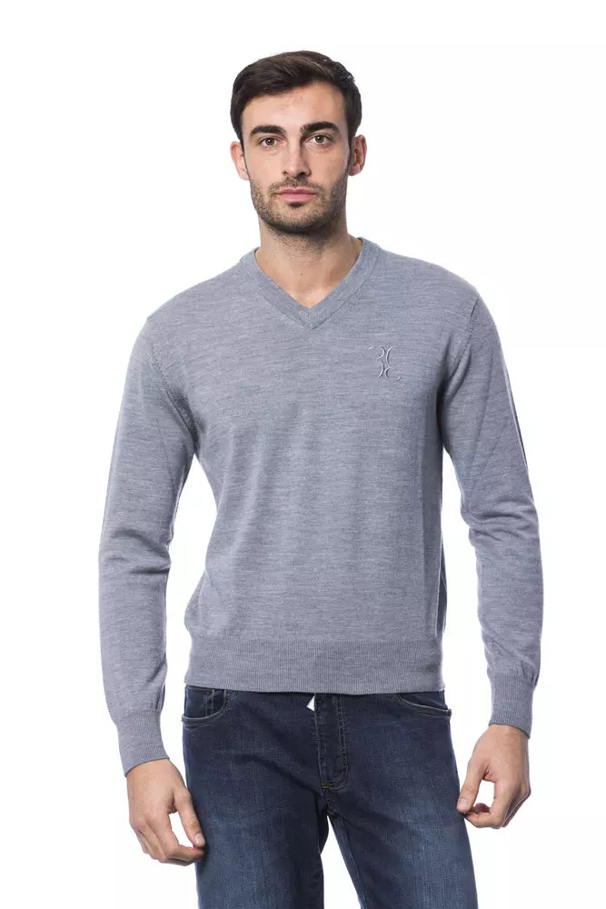 Pull en laine mérinos grise pour homme, Billionaire Italian Couture