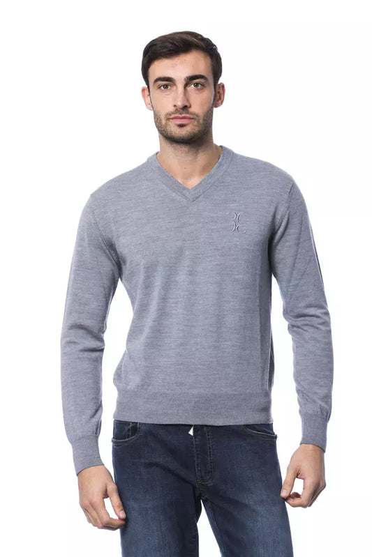 Pull en laine mérinos grise pour homme, Billionaire Italian Couture