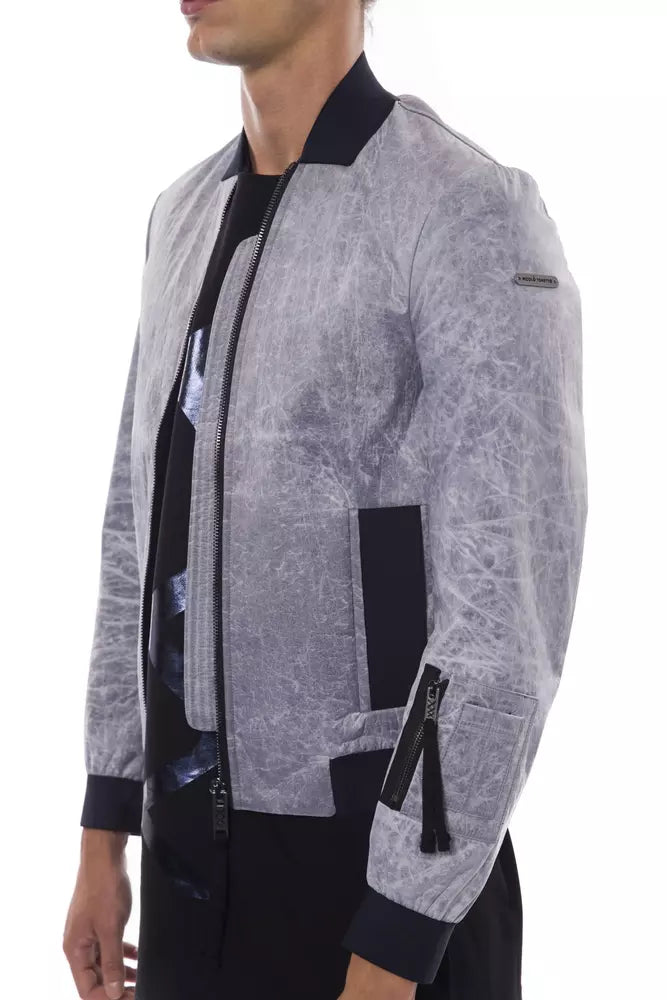 Grijze polyester bomberjas voor heren van Nicolo Tonetto