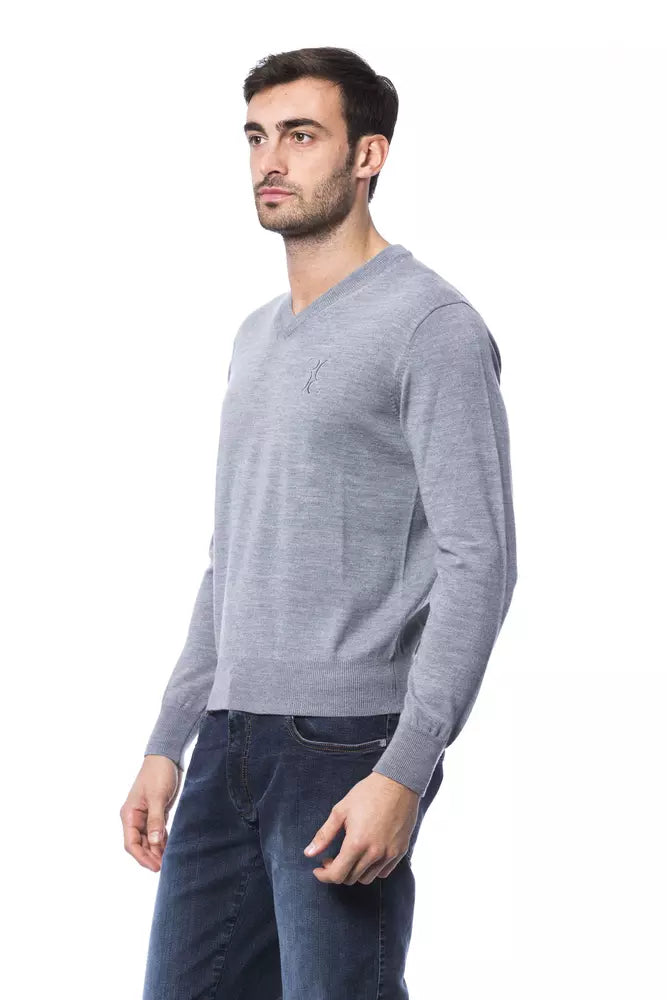 Pull en laine mérinos grise pour homme, Billionaire Italian Couture