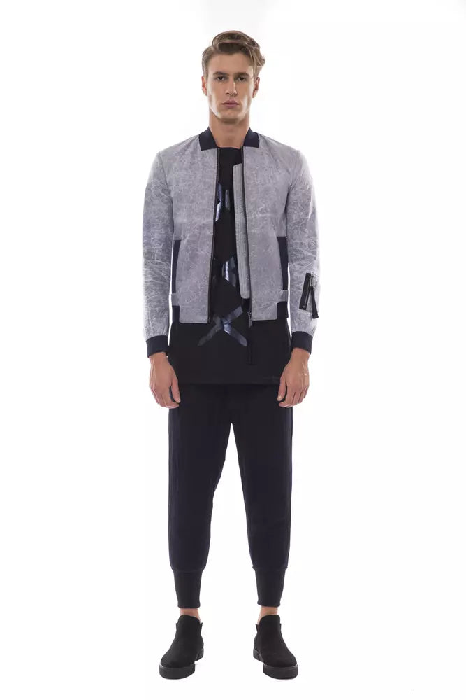 Grijze polyester bomberjas voor heren van Nicolo Tonetto
