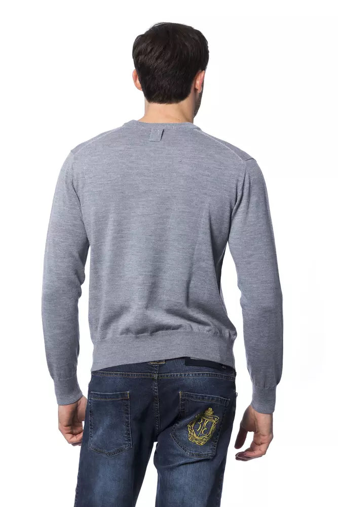 Pull en laine mérinos grise pour homme, Billionaire Italian Couture