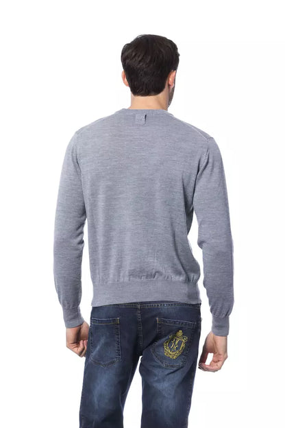Pull en laine mérinos grise pour homme, Billionaire Italian Couture