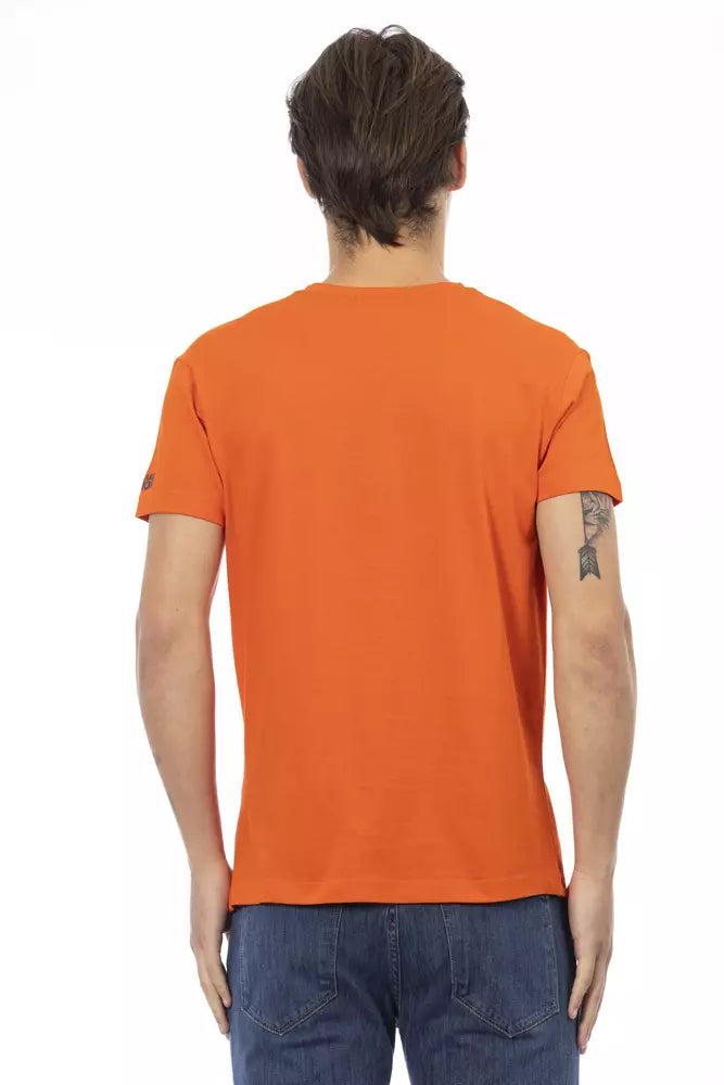 T-shirt homme à col en V en coton orange Trussardi Action