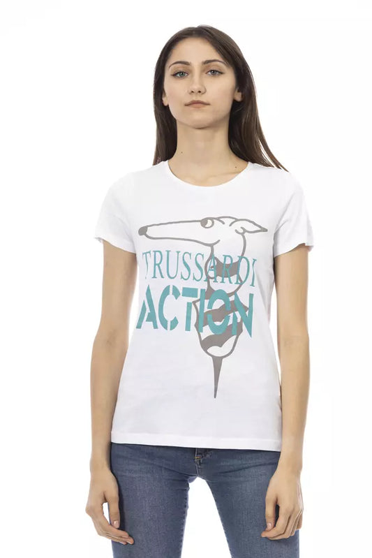 Trussardi Action Chic White Printed Tee - Élégance décontractée