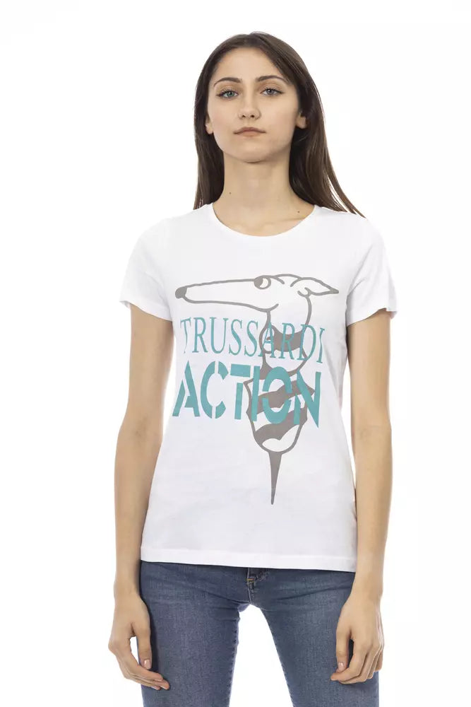 Trussardi Action Chic White Printed Tee - Élégance décontractée