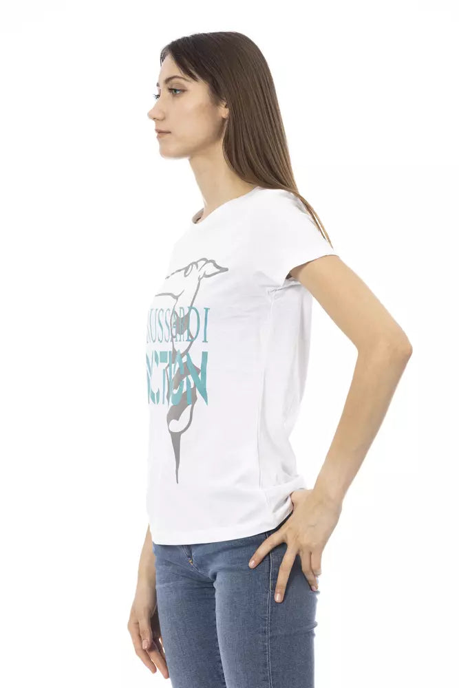 Trussardi Action Chic White Printed Tee - Élégance décontractée