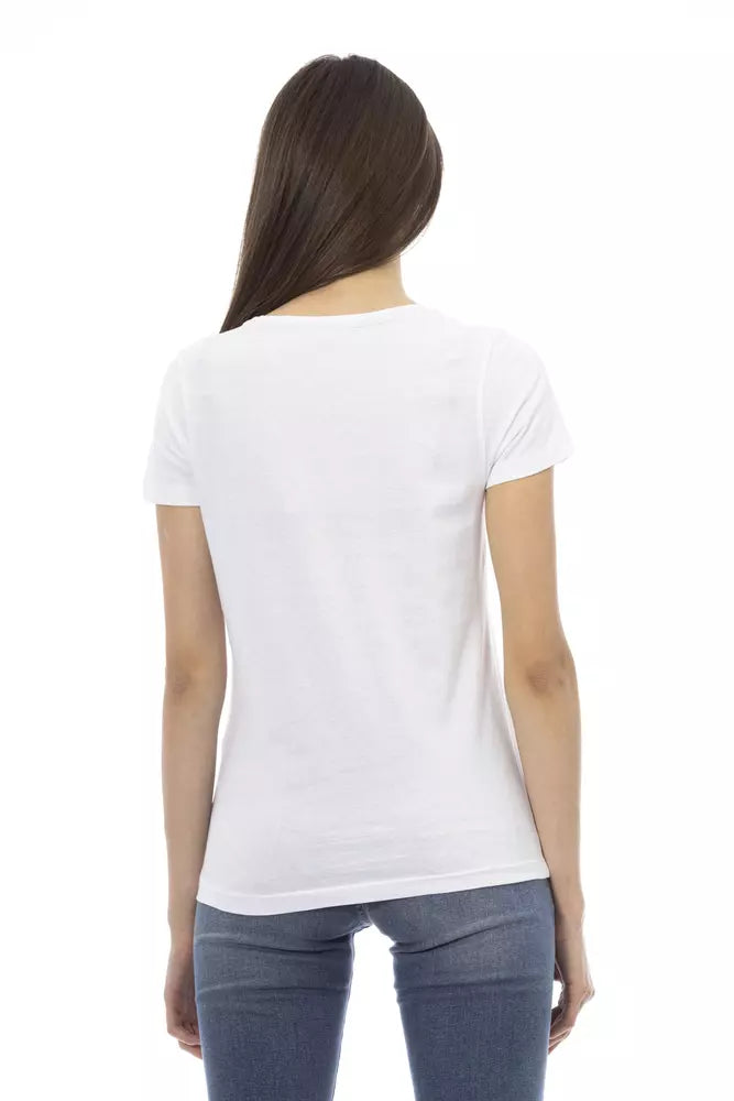 Trussardi Action Chic White Printed Tee - Élégance décontractée