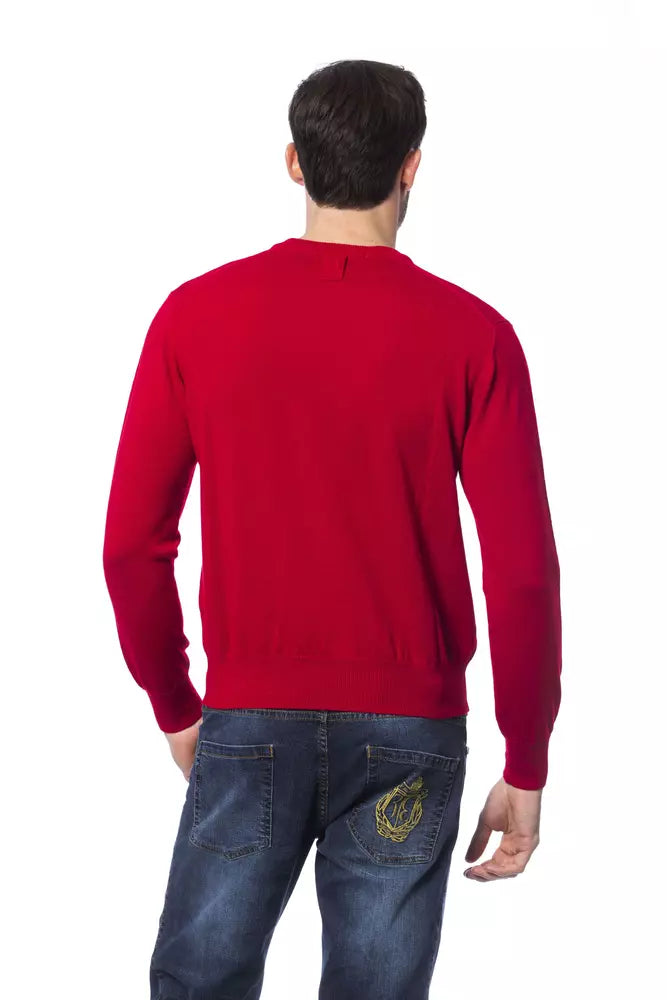 Pull homme en laine mérinos rouge de la haute couture italienne Billionaire
