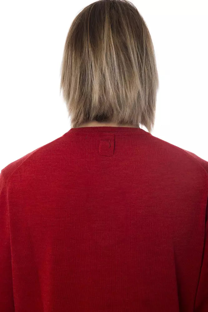 Pull homme en laine mérinos rouge de la haute couture italienne Billionaire