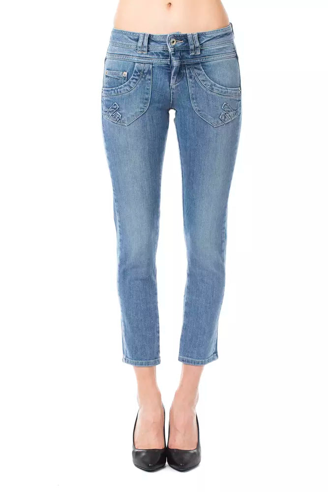 Ungaro Fever Light Blue Cotton Capri Jeans for Women
