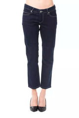 Ungaro Fever Blue Cotton Women Jeans - Stylish Capri Fit