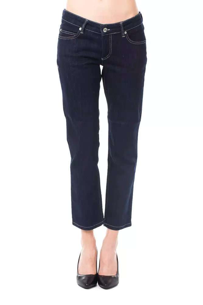 Ungaro Fever Blue Cotton Women Jeans - Stylish Capri Fit