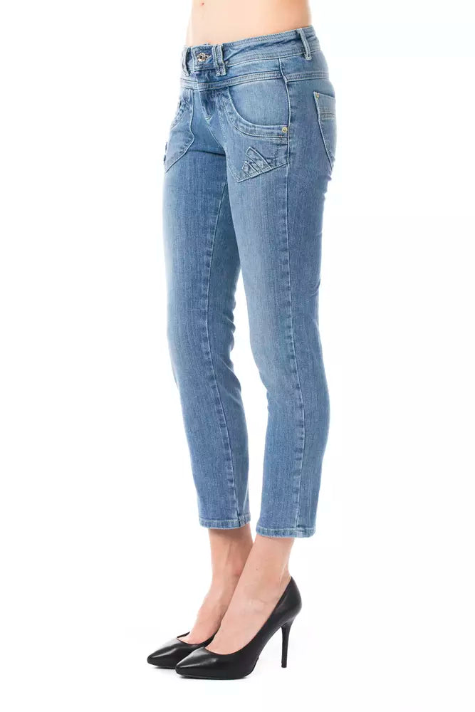 Ungaro Fever Light Blue Cotton Capri Jeans for Women