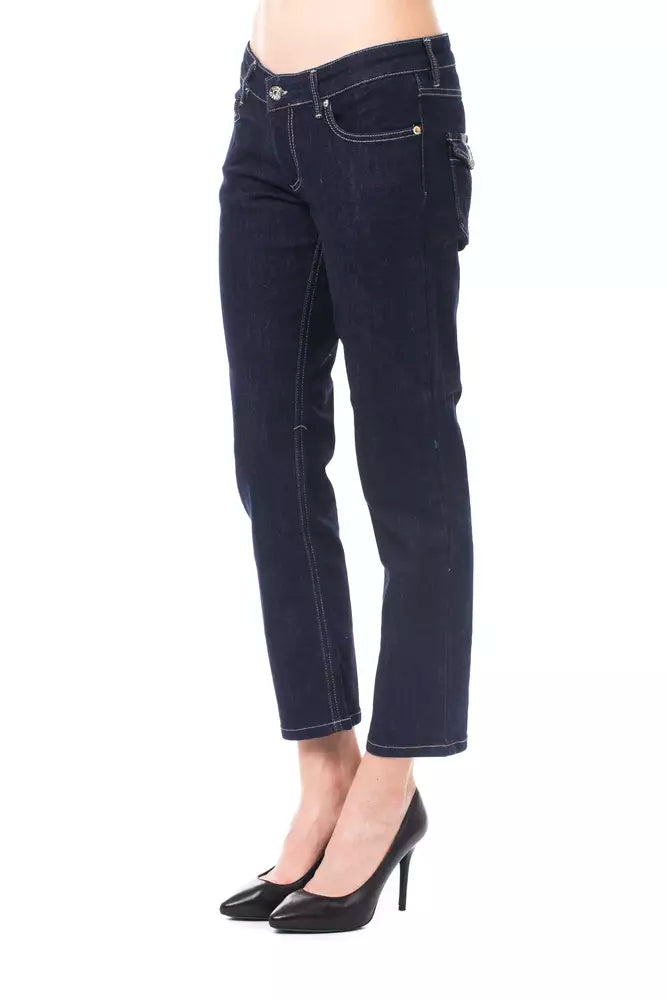 Ungaro Fever Blue Cotton Women Jeans - Stylish Capri Fit