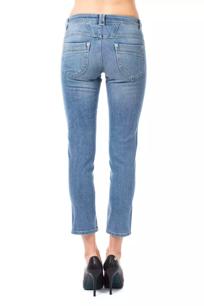 Ungaro Fever Light Blue Cotton Capri Jeans for Women