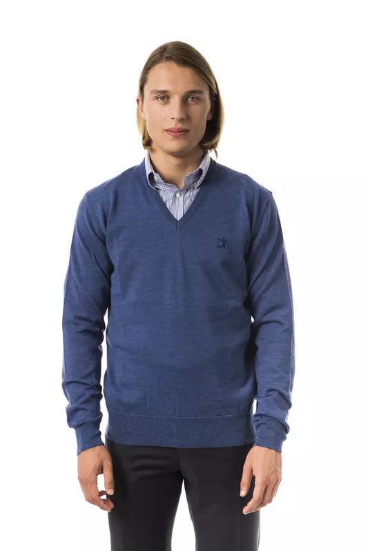 Pull en laine mérinos bleu pour homme Uominitaliani
