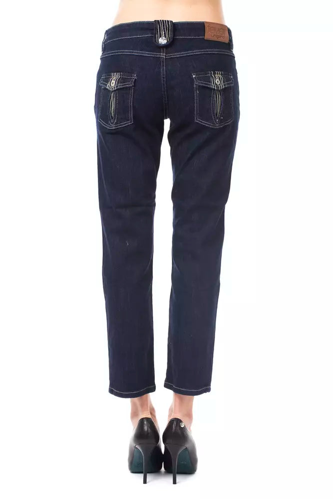 Ungaro Fever Blue Cotton Women Jeans - Stylish Capri Fit